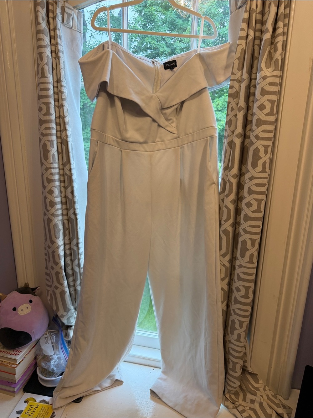 Xscape Cream Off-Shoulder Wide-Leg Jumpsuit